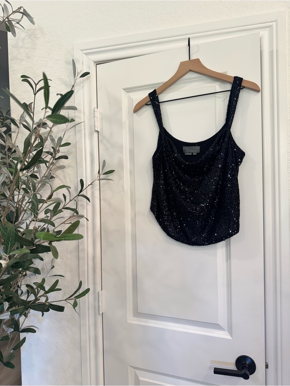 Anthropologie Black Sequin top